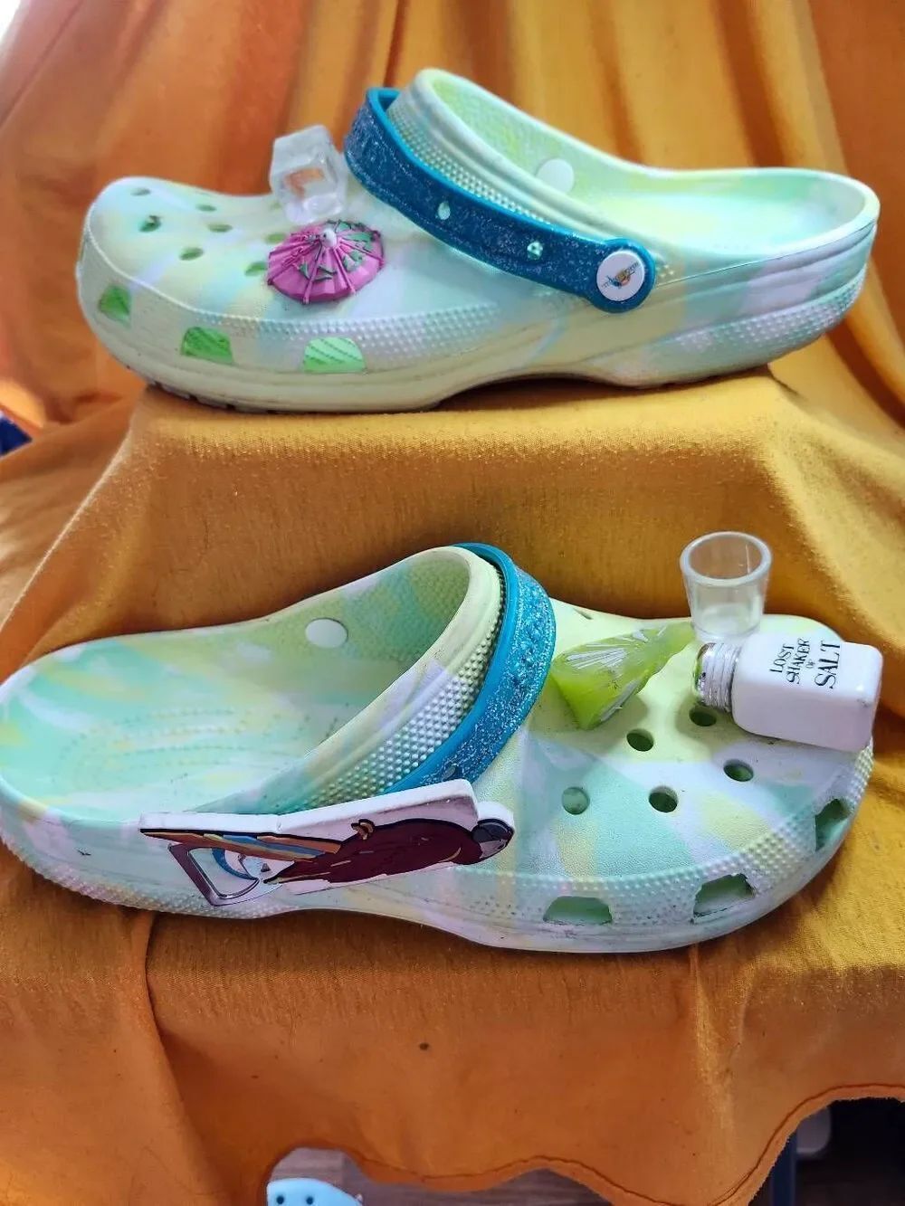 Crocs x Margaritaville Classic Clogs, featuring a lime green tie-dye pattern and